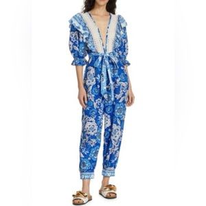 FARM RIO Full Of Flowers Ruffle Jumpsuit, Sz M